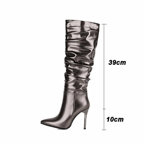 Bota Metalizada Cano Médio