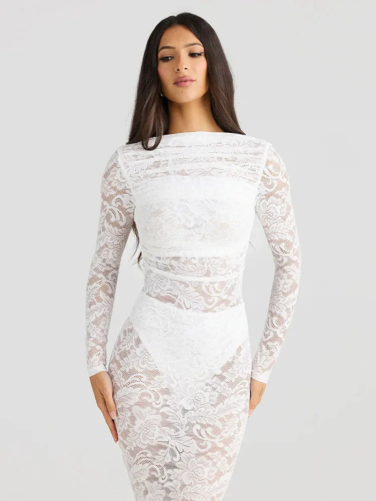 Vestido Longo- Renda Tiza