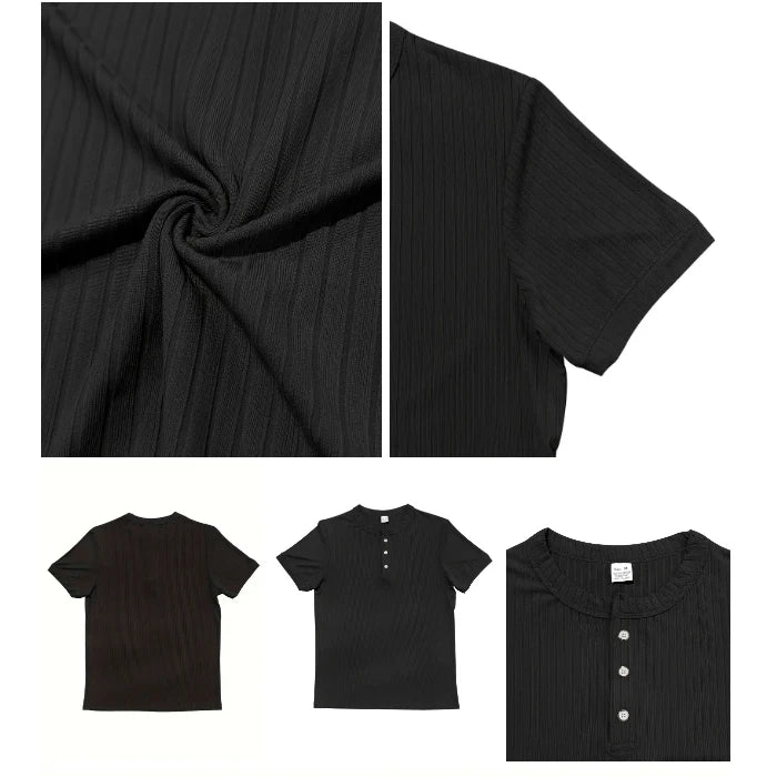 Camisa Masculina de Verão com Gola Henley