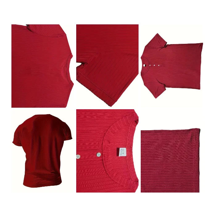 Camisa Masculina de Verão com Gola Henley
