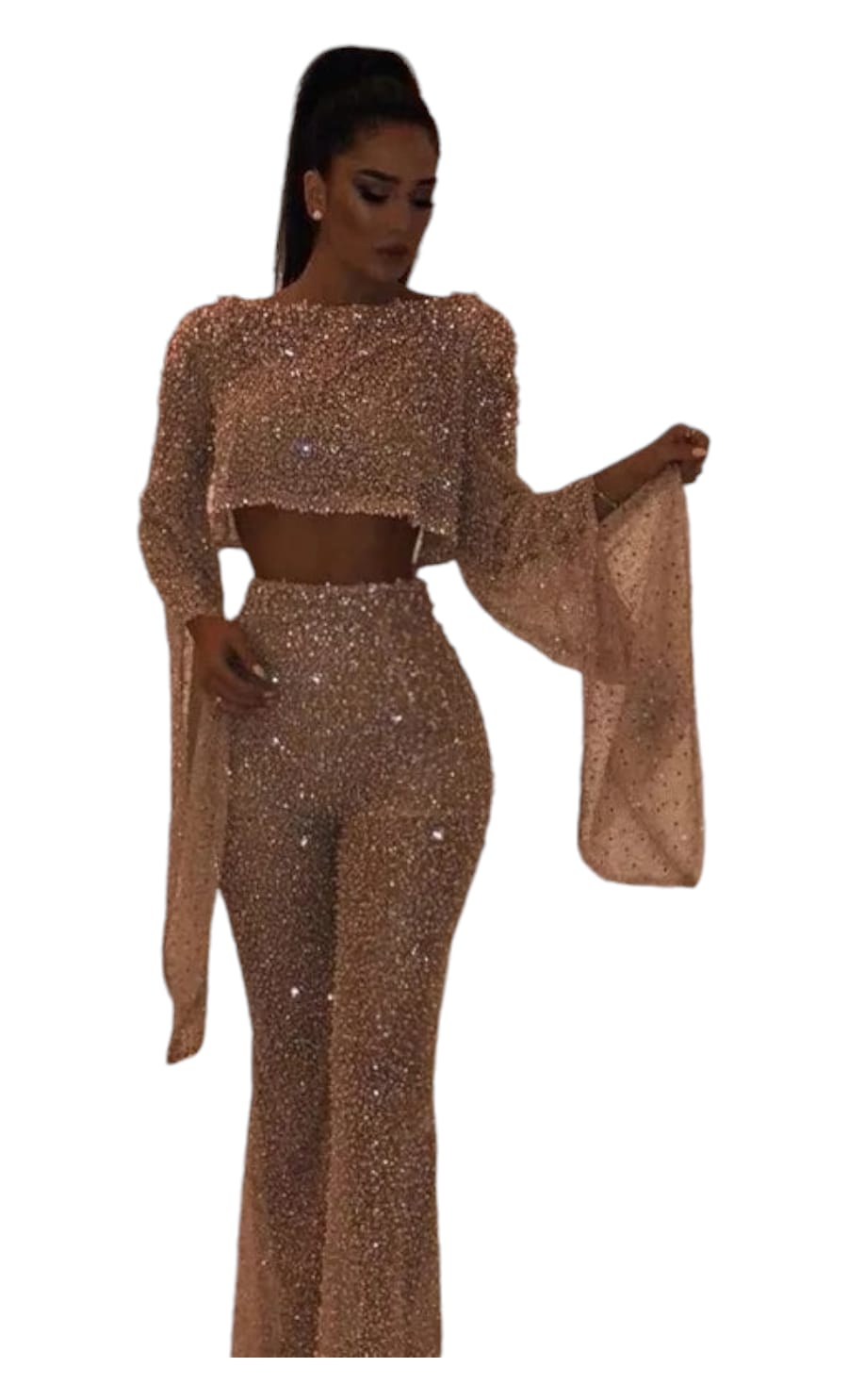 Conjunto  Glitter -Champagne