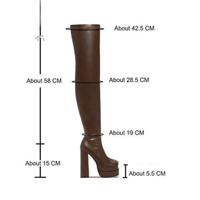 Bota Madamme Shan- cano longo em couro napa com elastano