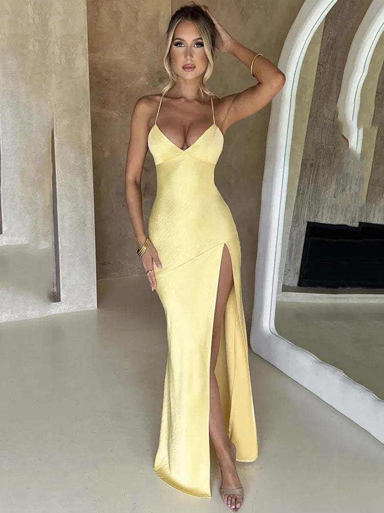 Vestido Longo  com Fenda  Alexa