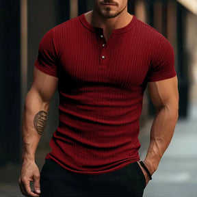 Camisa Masculina de Verão com Gola Henley