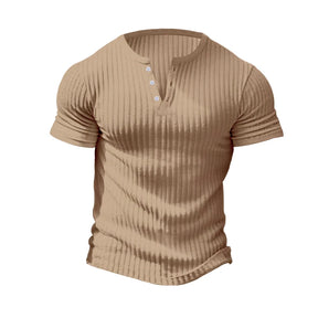 Camisa Masculina de Verão com Gola Henley