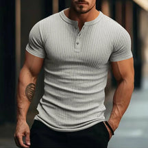 Camisa Masculina de Verão com Gola Henley