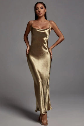 Vestido Metallic Longo Golden