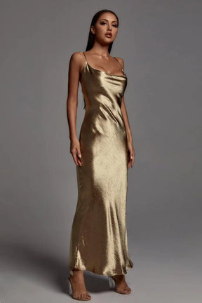 Vestido Metallic Longo Golden